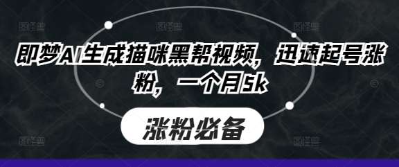 即梦AI生成猫咪黑帮视频，迅速起号涨粉，一个月5k