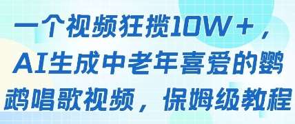 一个视频狂揽10W+点赞，AI生成中老年喜爱的鹦鹉唱歌视频，保姆级教程，轻松挣取创作者分成