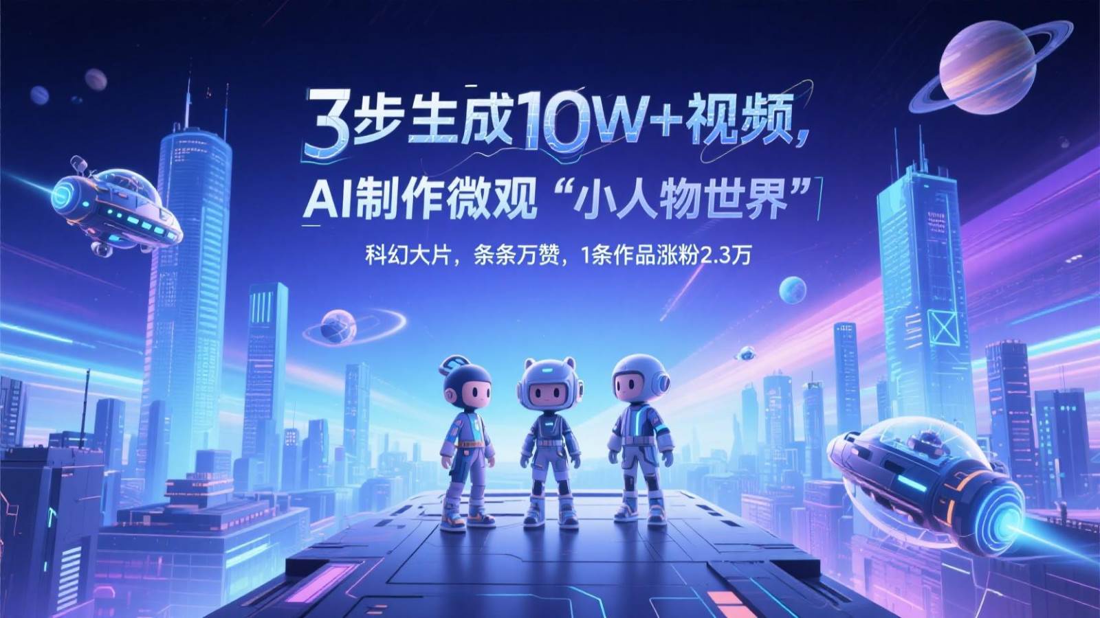 三步生成10W+视频，AI制作微观“小人物世界”科幻大片，条条万赞，1条作品涨粉2.3万