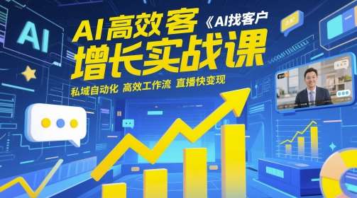 AI高效获客增长实战课，​AI找客户 私域自动化 高效工作流 直播快变现