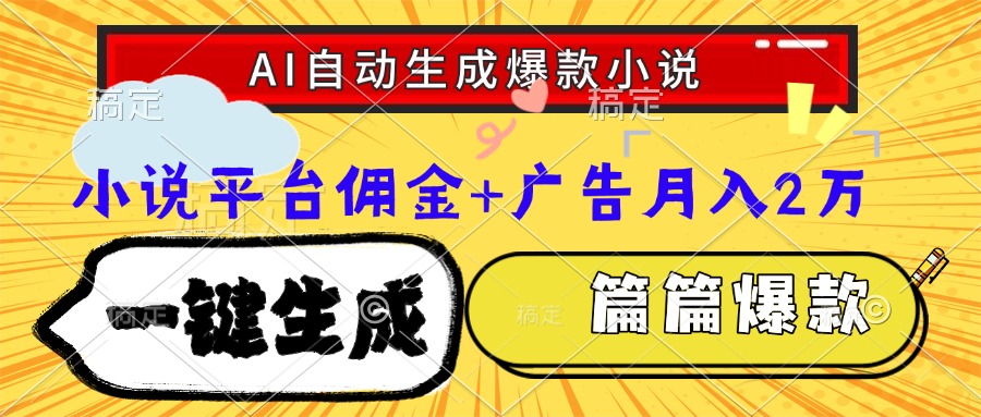 （15051期）Ai自动生成网文爆款小说，一件生成小说大纲、故事情节，每篇都是爆款，…