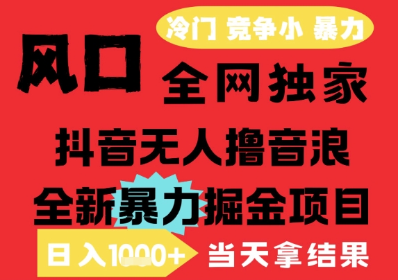 25年6月高爆抖音无人直播最新撸音浪掘金项目，解放双手小白可做，无脑日入1k+，门槛低【揭秘】