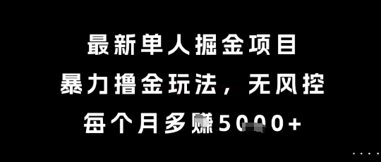 最新单人掘金项目，暴力撸金玩法，无风控，每个月多挣5k+【揭秘】