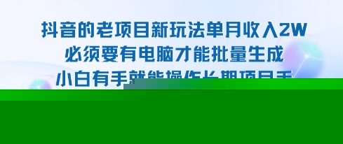 老项目新玩法单月收入2W小白有手就能操作长期项目