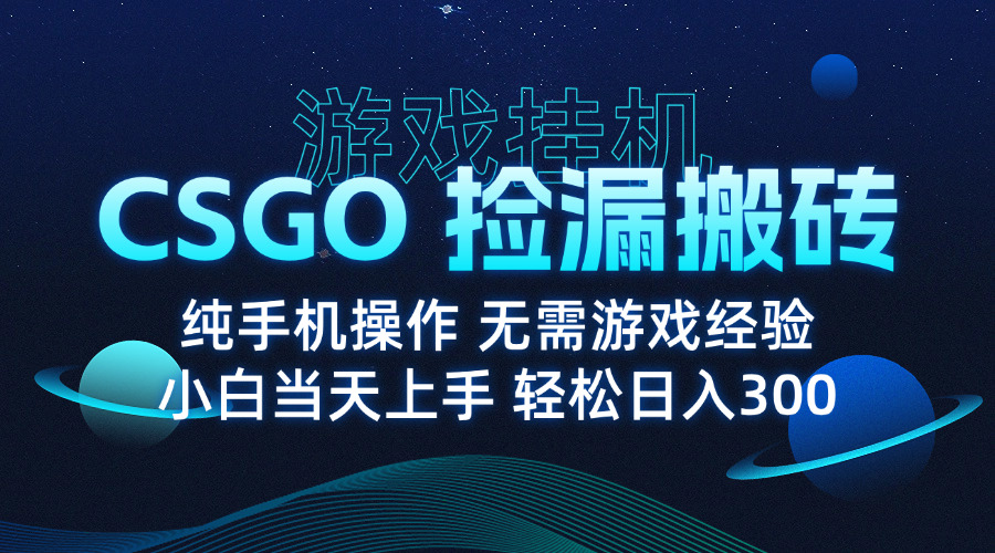 （15820期）8月最新游戏搬砖，CSGO纯挂机，不需要玩游戏，实现真挂机，月入1W+