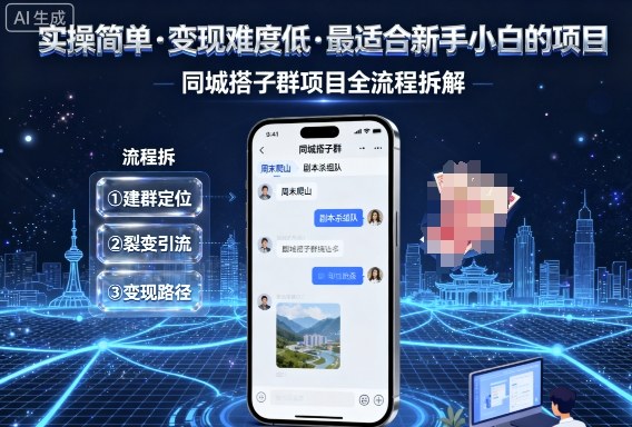 实操简单，变现难度低，最适合新手小白做的项目，每天轻松收入3张，同城搭子群项目全流程拆解