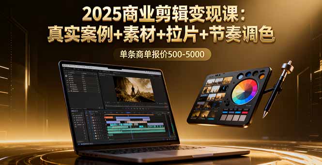 （16130期）2025商业剪辑变现课：真实案例+素材+拉片+节奏调色，单条商单报价500-5000