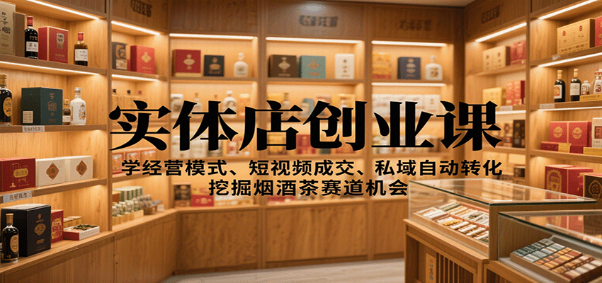 实体店创业课：学经营模式、短视频成交、私域自动转化，挖掘烟酒茶赛道机会